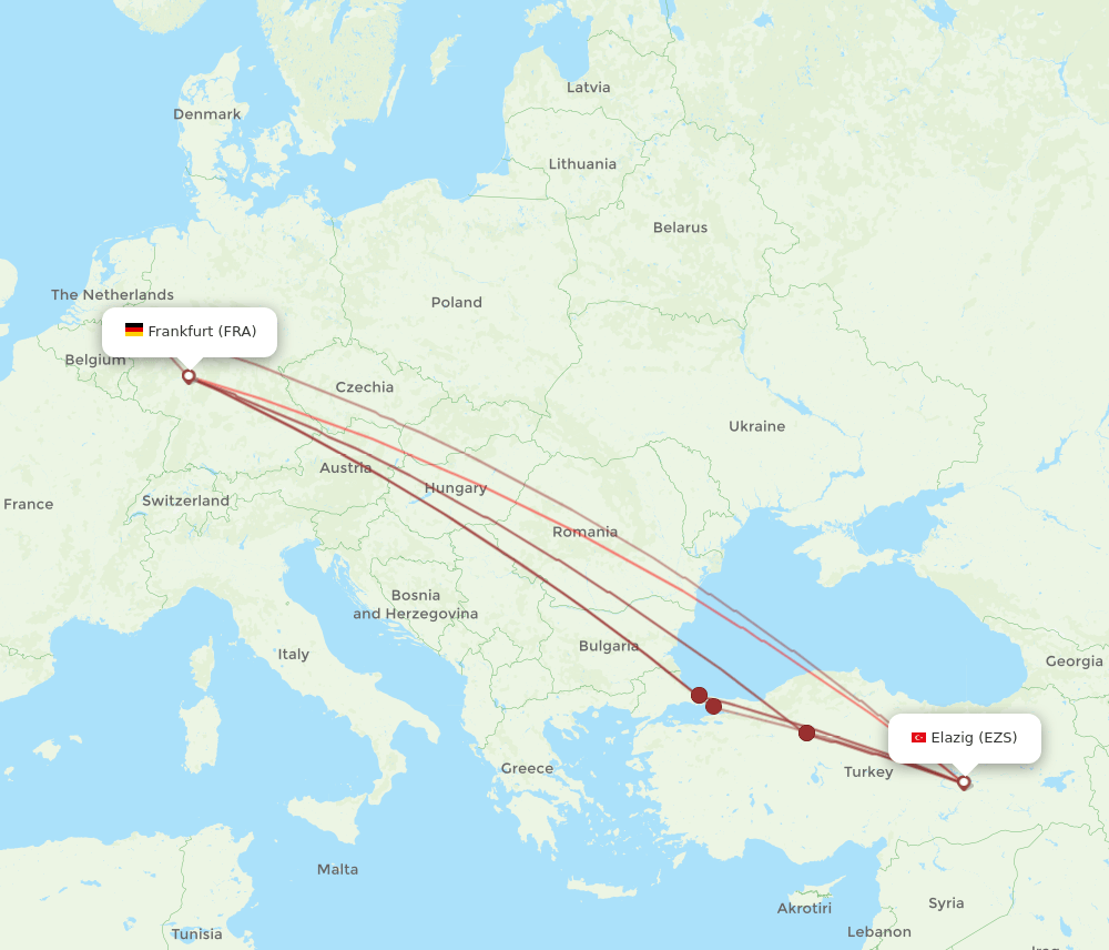 FRA-EZS flight routes