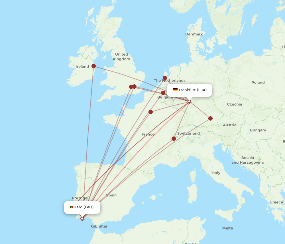 FRA-FAO flight routes