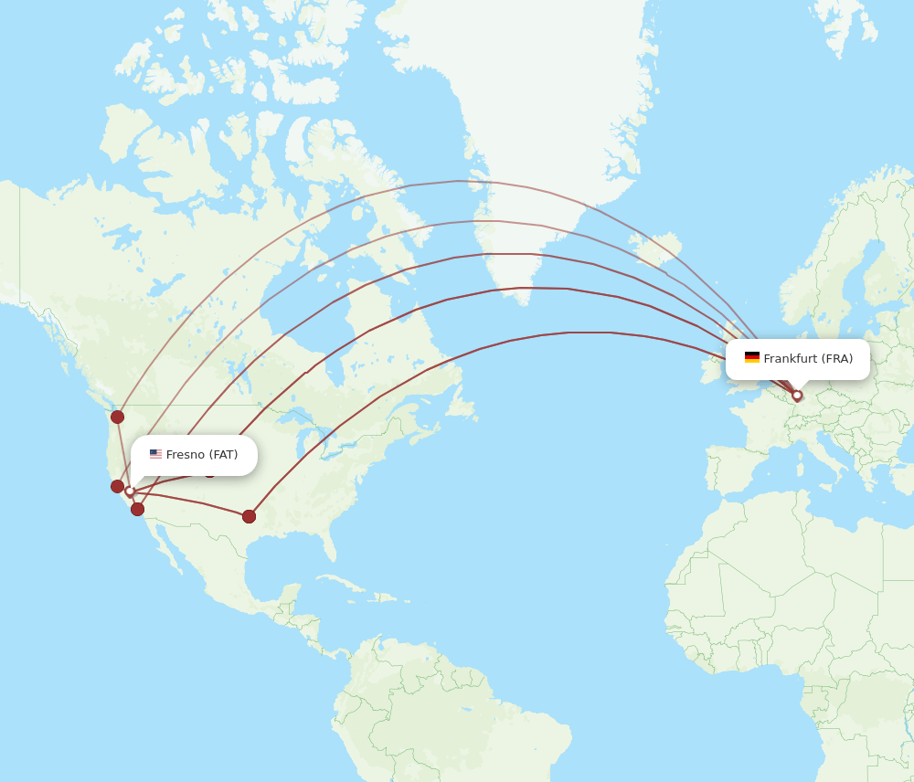 FRA-FAT flight routes