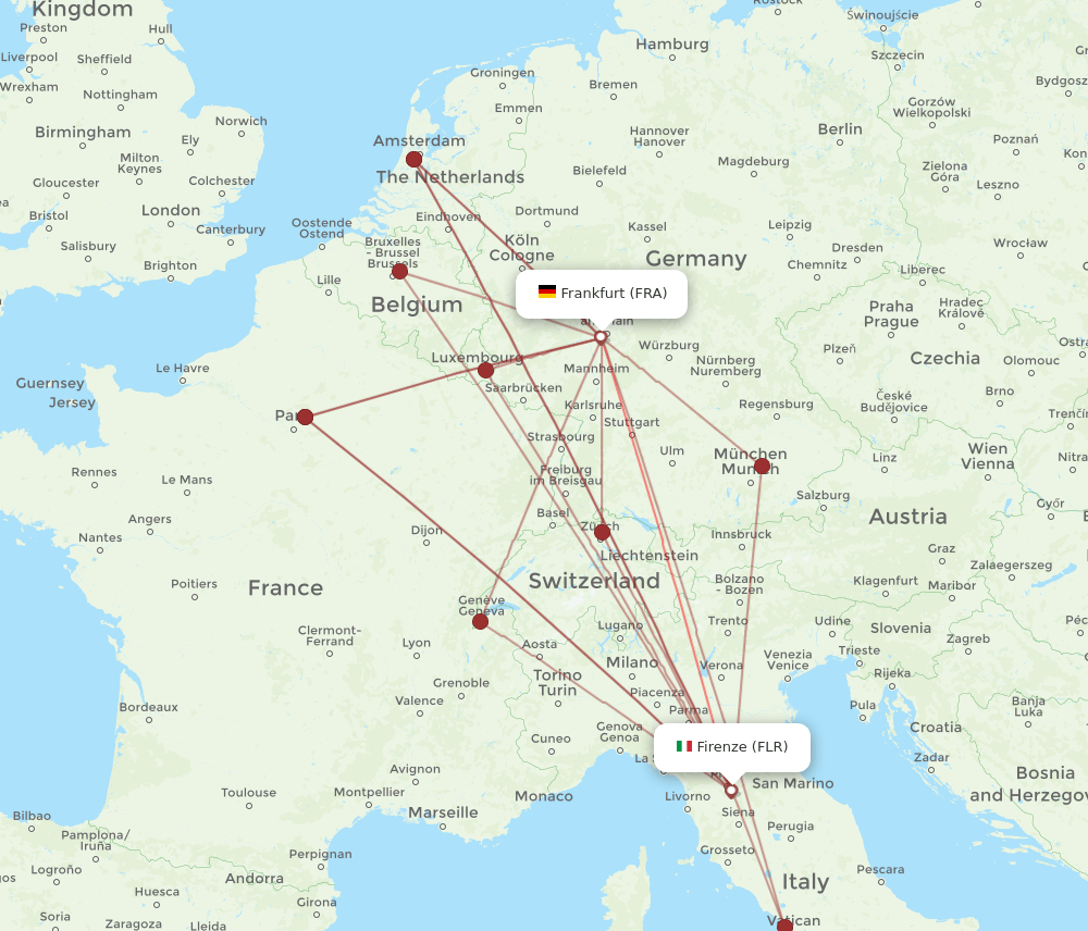 FRA-FLR flight routes
