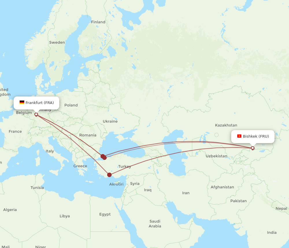 FRA-FRU flight routes