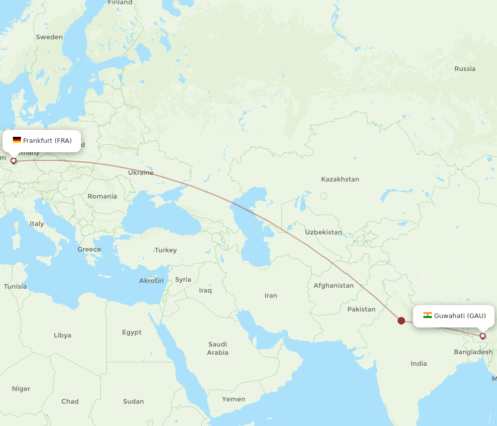 FRA-GAU flight routes