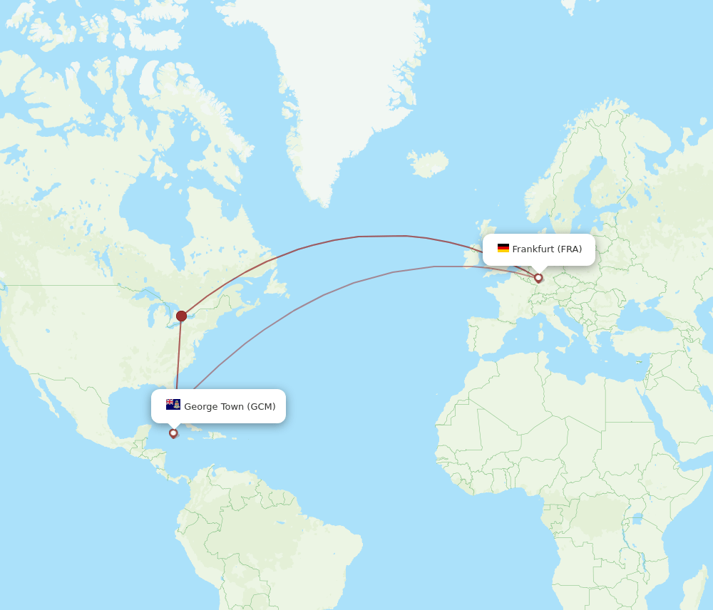 FRA to GCM flights and routes map