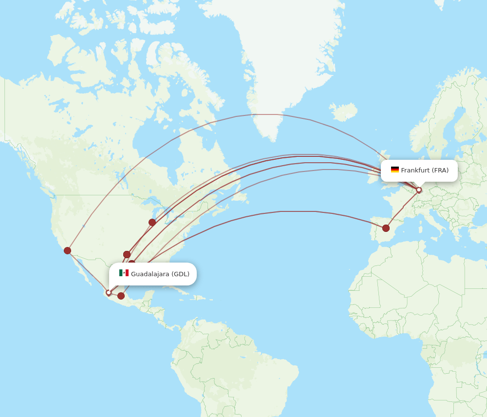 FRA-GDL flight routes