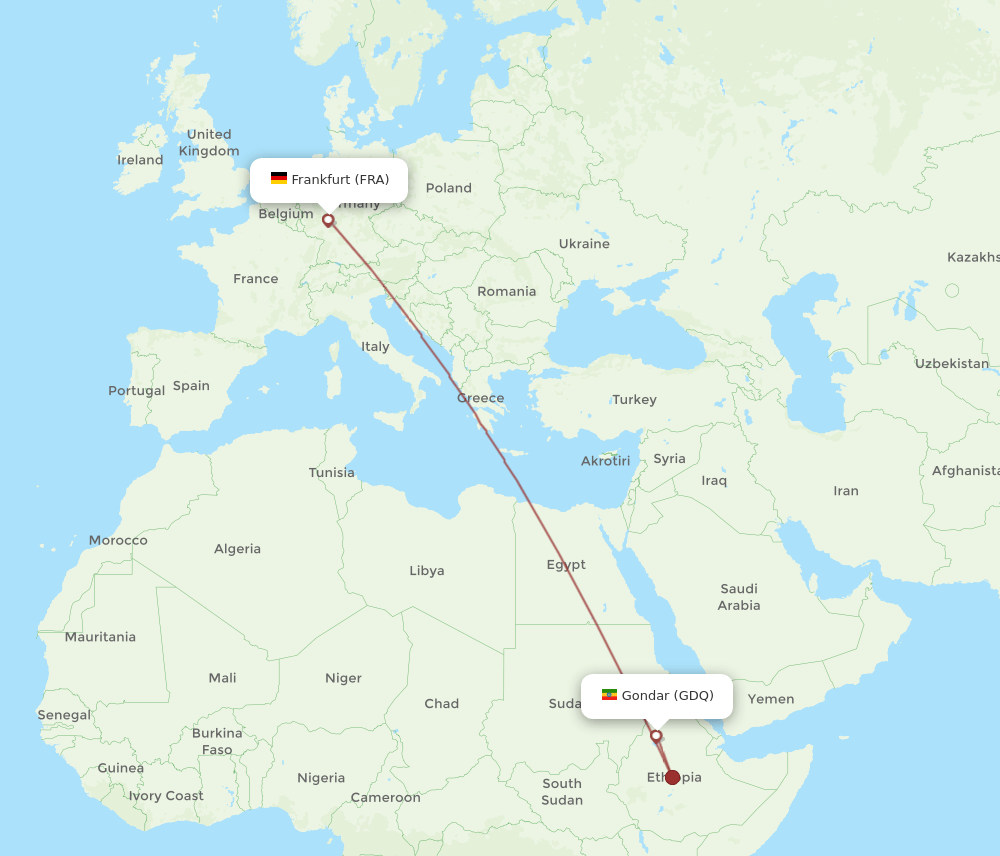 FRA-GDQ flight routes