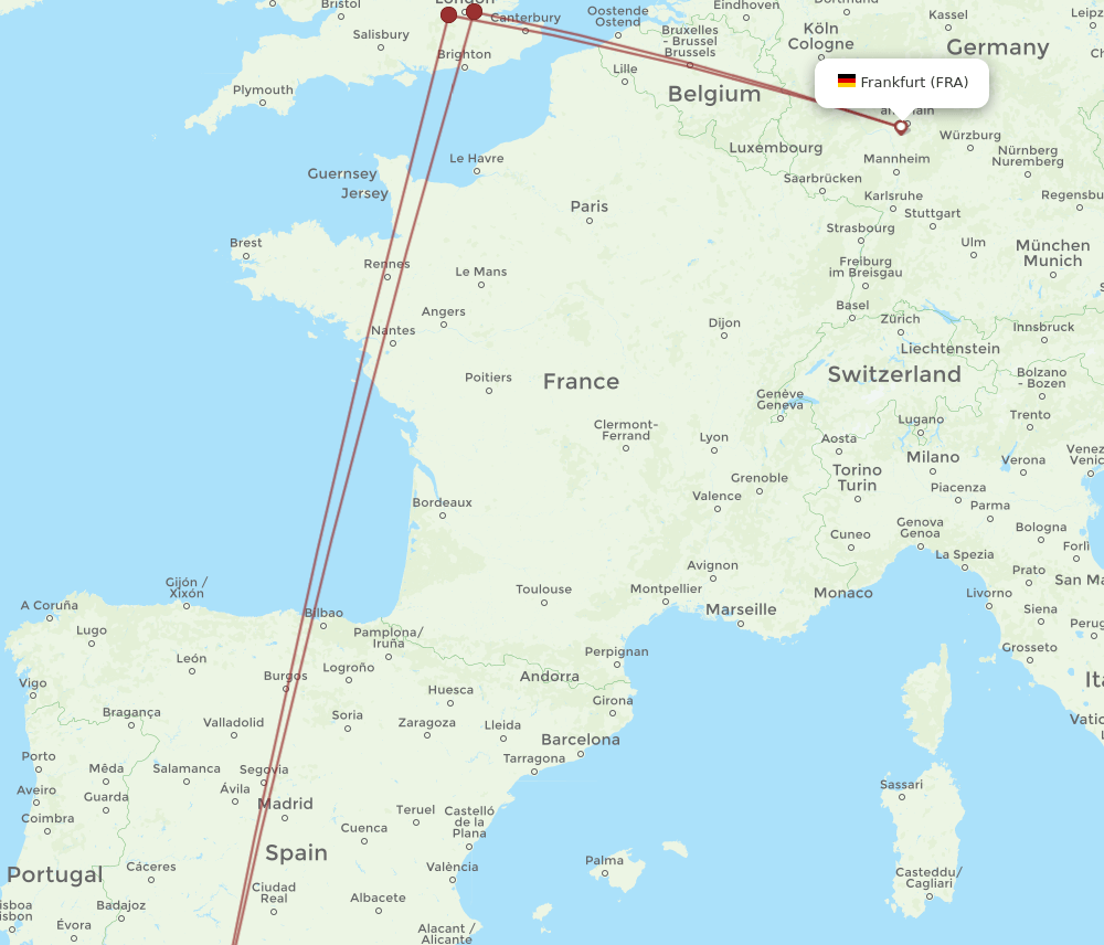 FRA-GIB flight routes