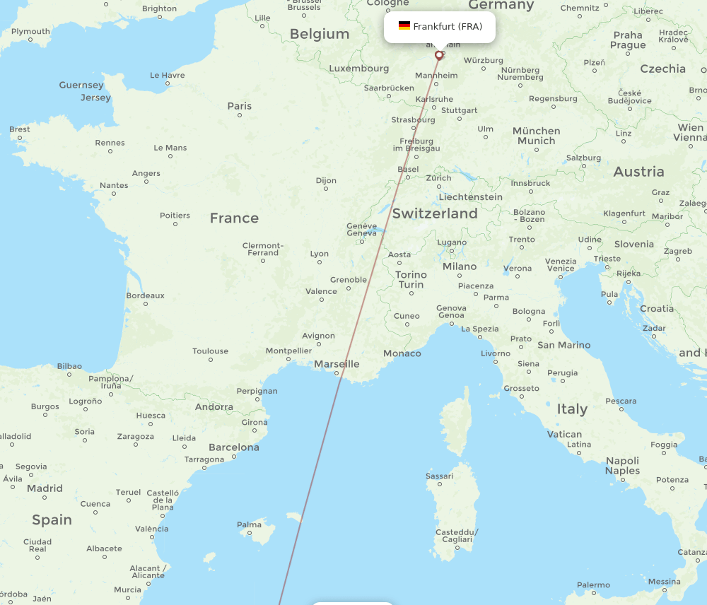 FRA-GJL flight routes