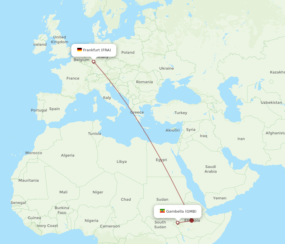 FRA-GMB flight routes