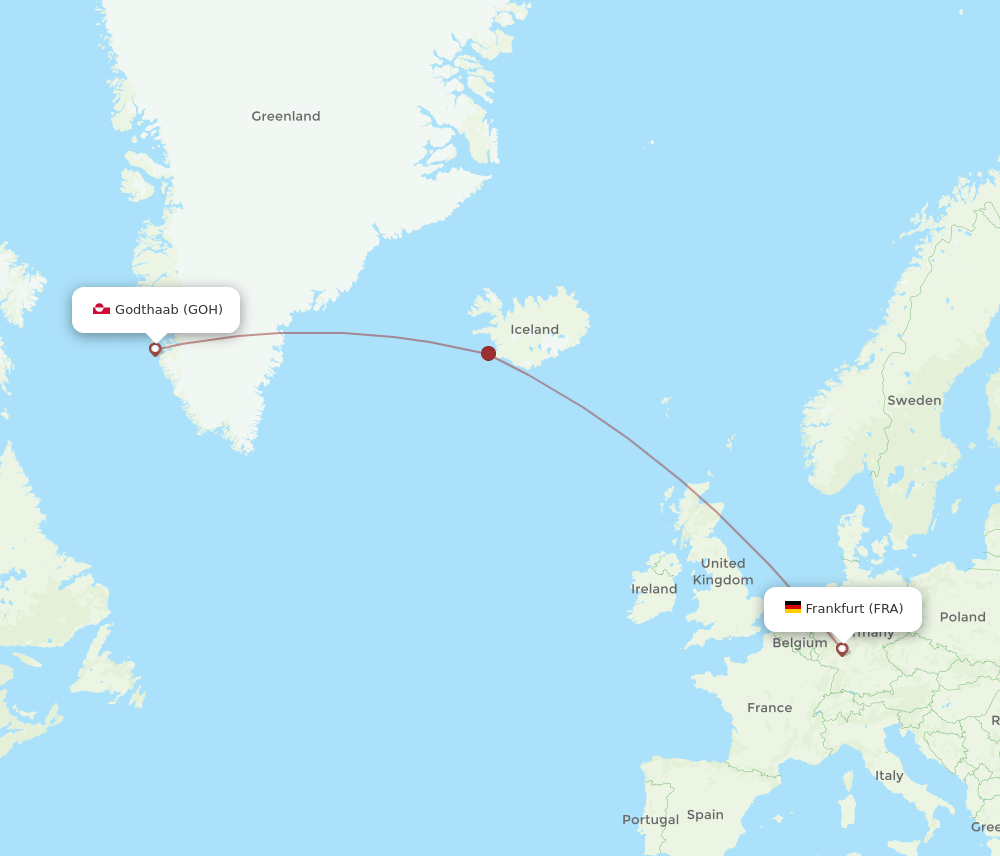 FRA-GOH flight routes