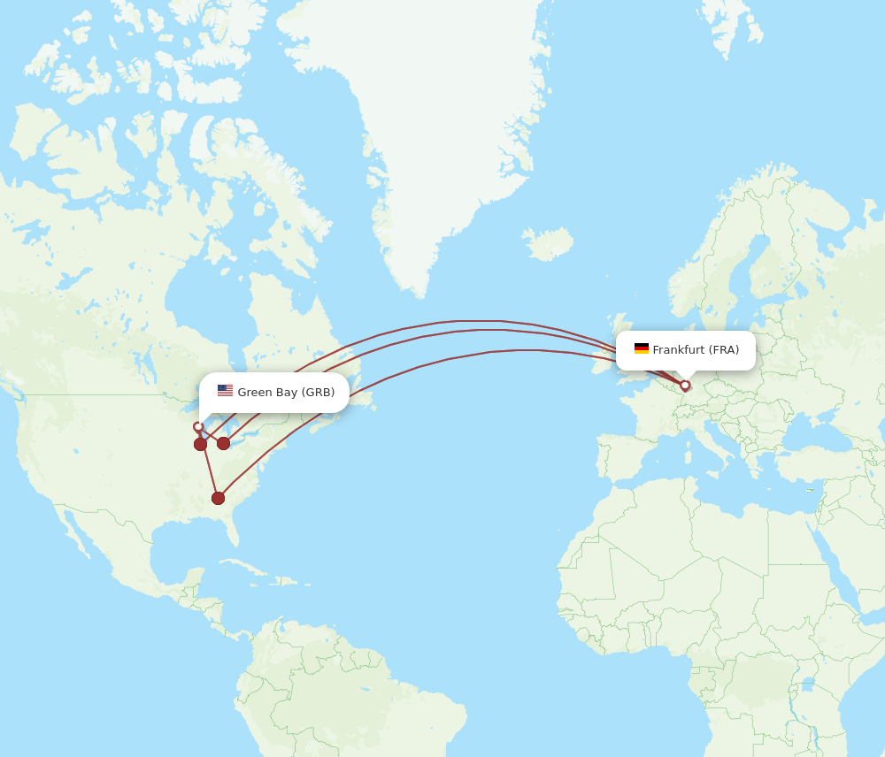 FRA to GRB flights and routes map