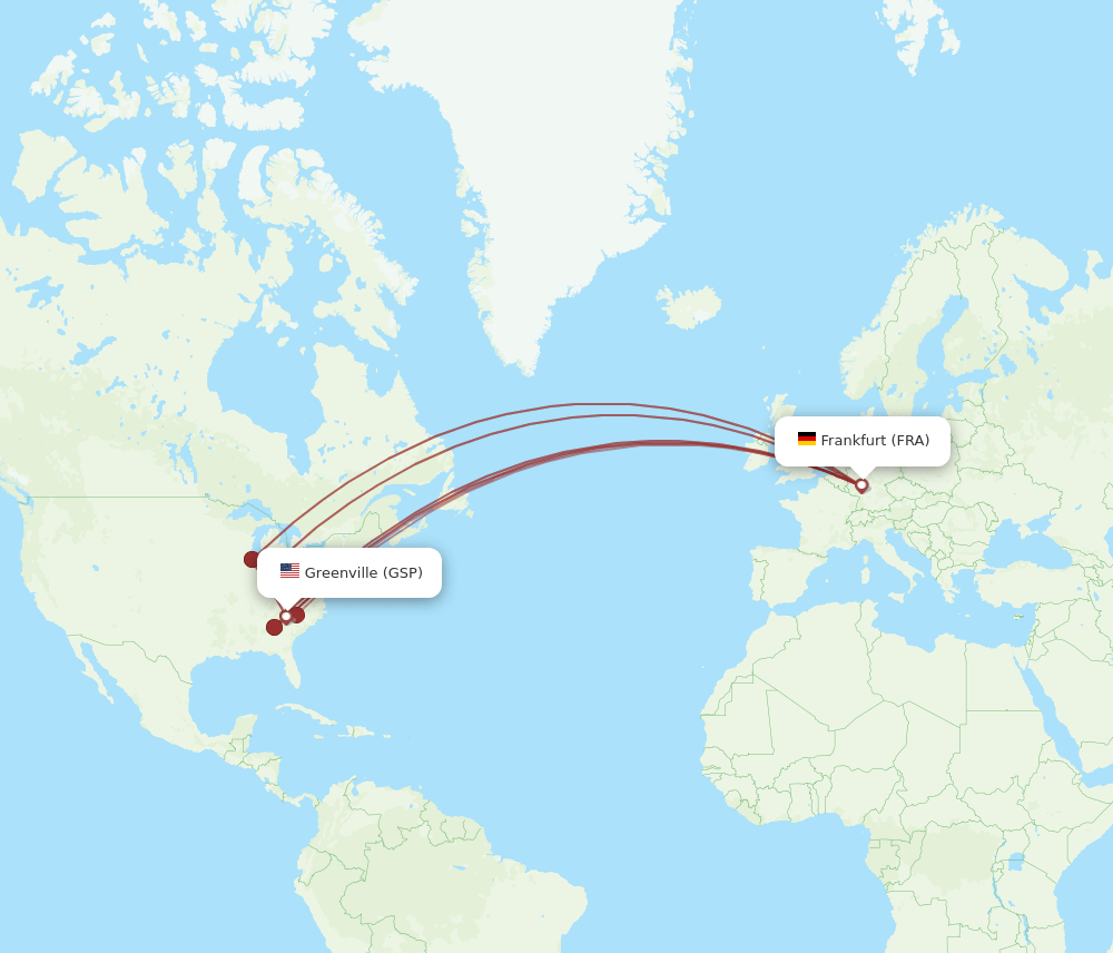 FRA-GSP flight routes
