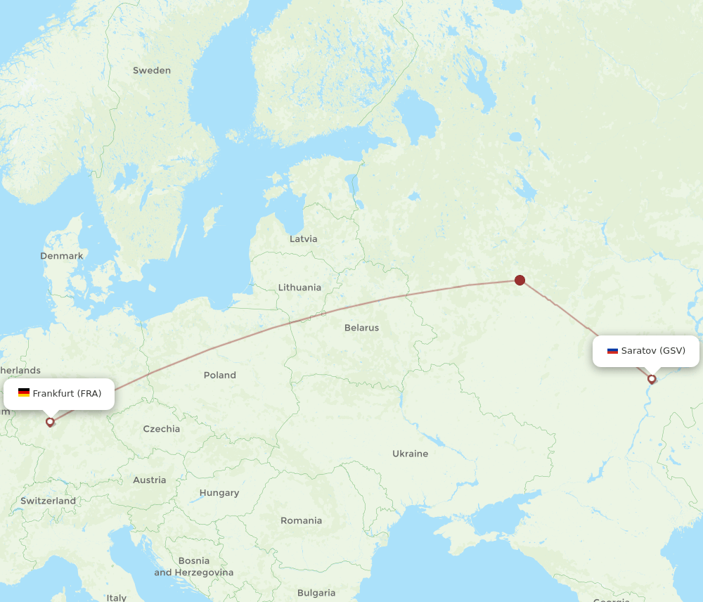 Frankfurt - Saratov route map and flight paths