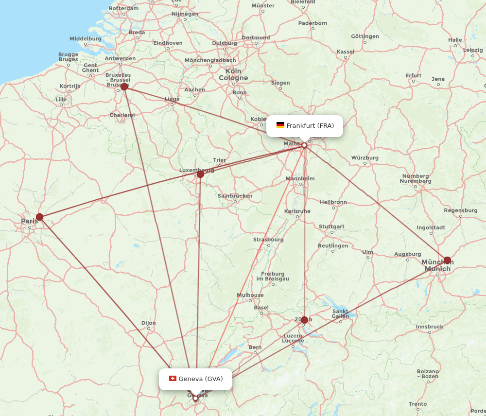 FRA to GVA flights and routes map