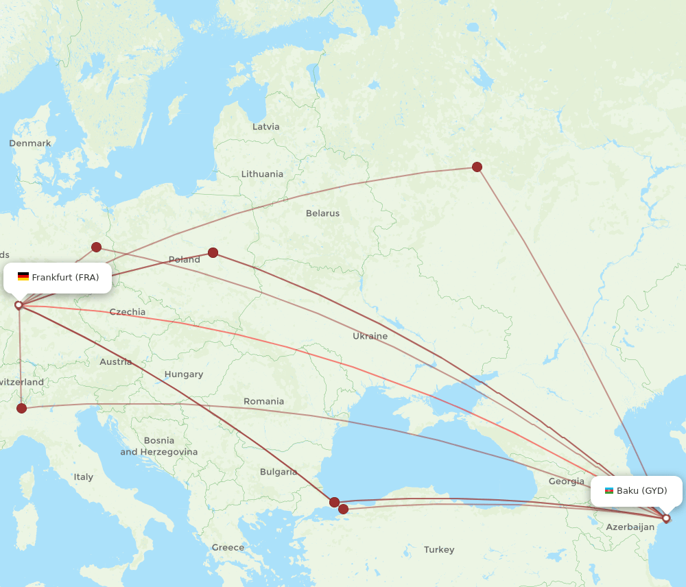 FRA-GYD flight routes