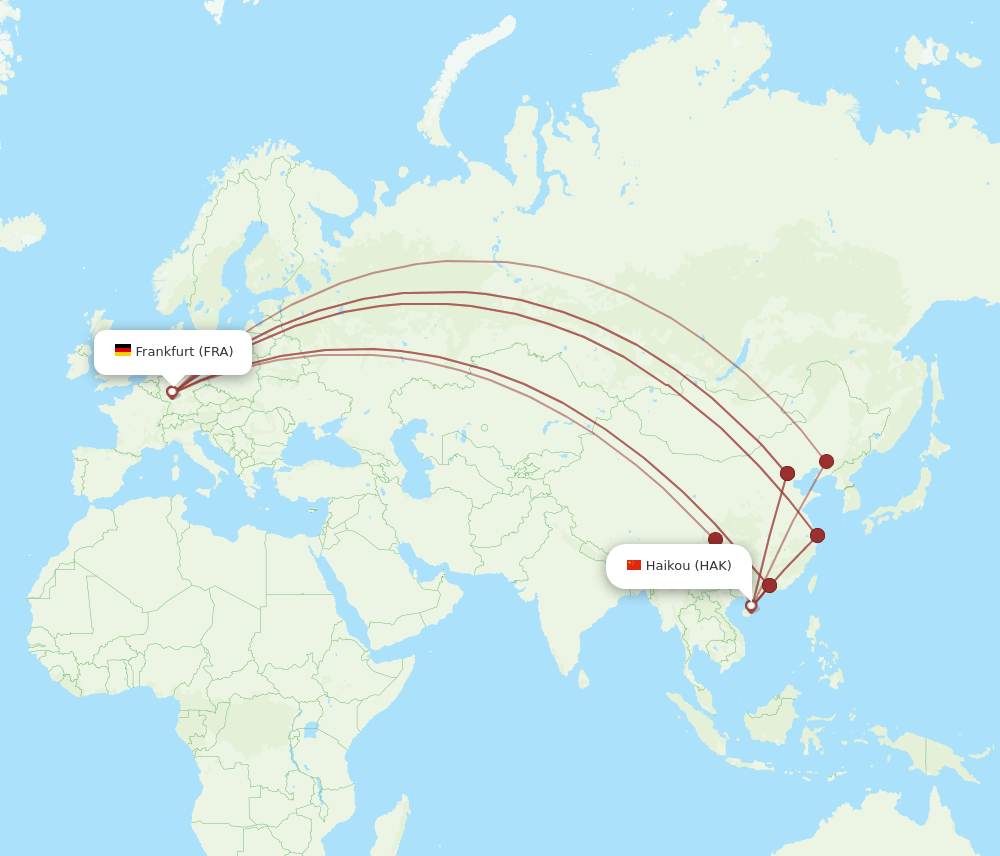 FRA-HAK flight routes