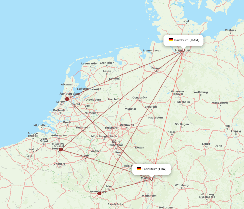FRA to HAM flights and routes map