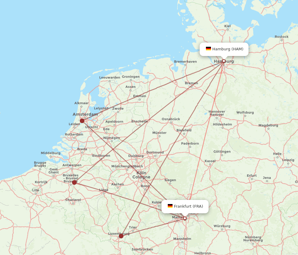 FRA-HAM flight routes