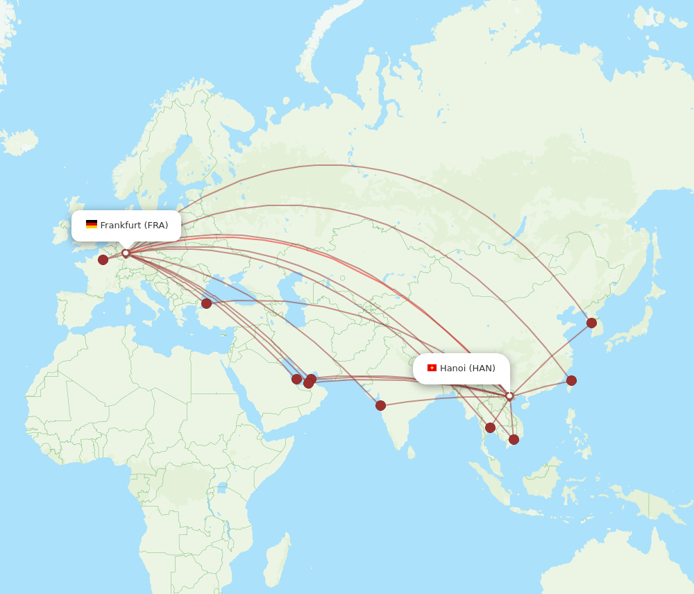 FRA-HAN flight routes