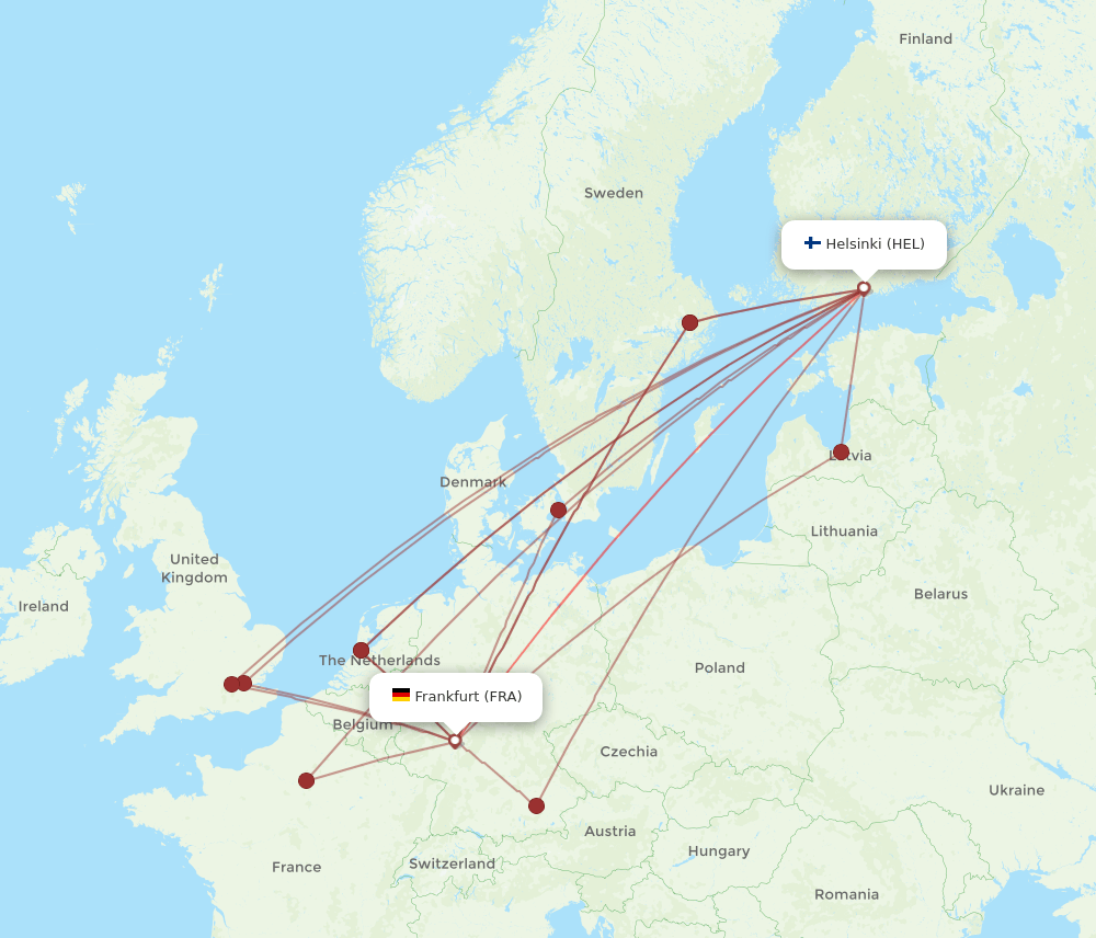 FRA-HEL flight routes
