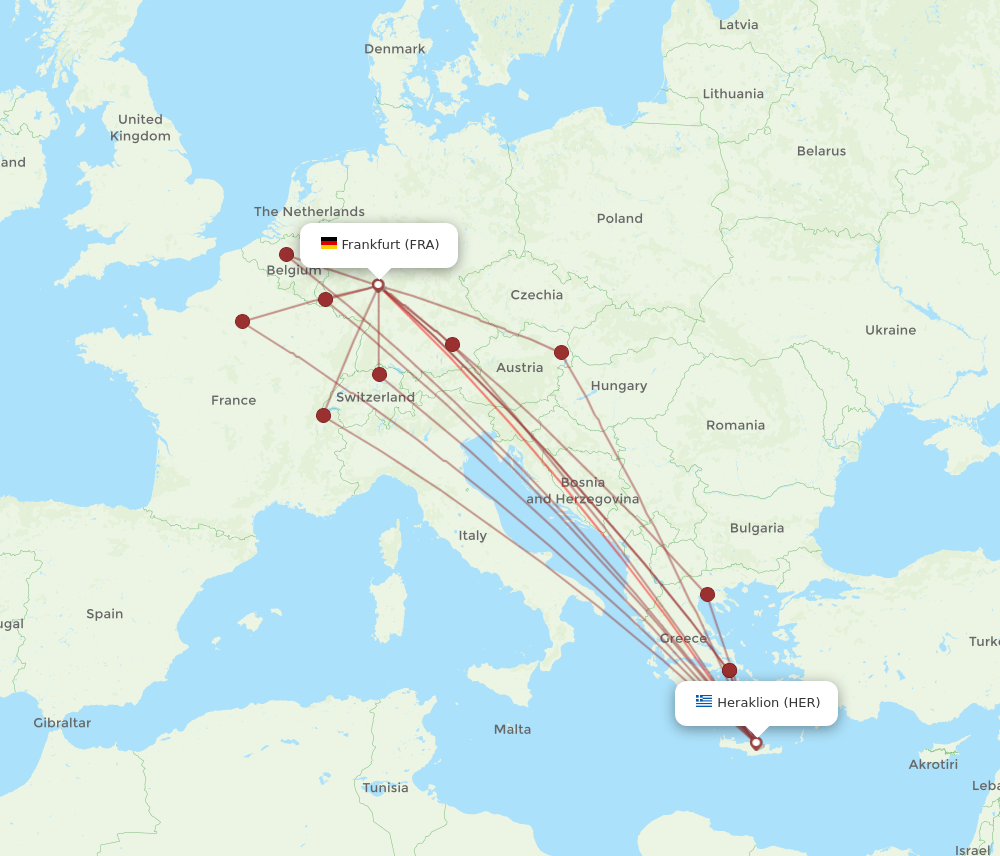 FRA to HER flights and routes map