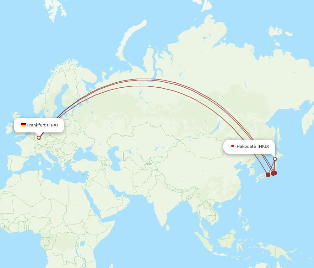 FRA-HKD flight routes