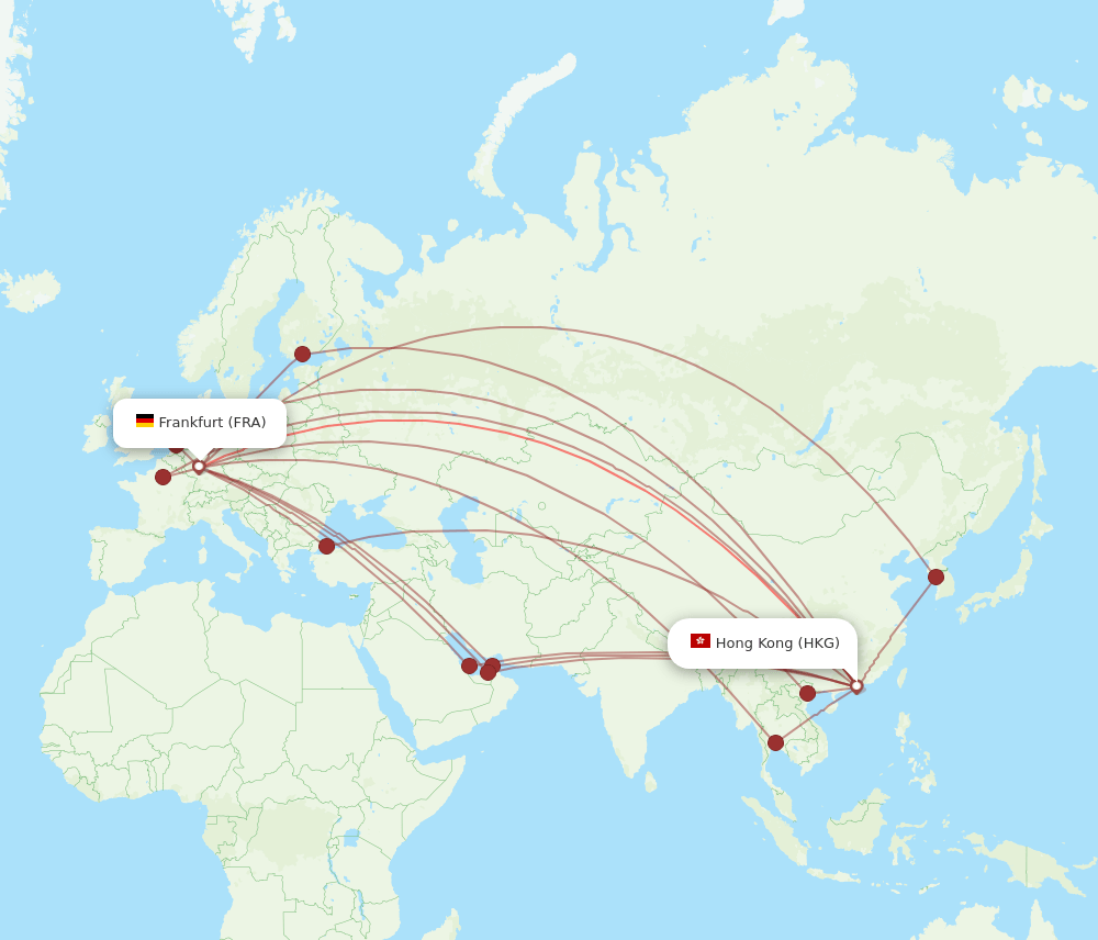 FRA to HKG flights and routes map