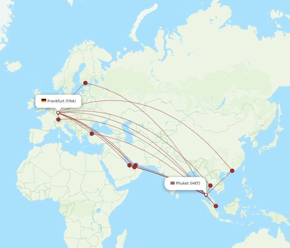 FRA-HKT flight routes