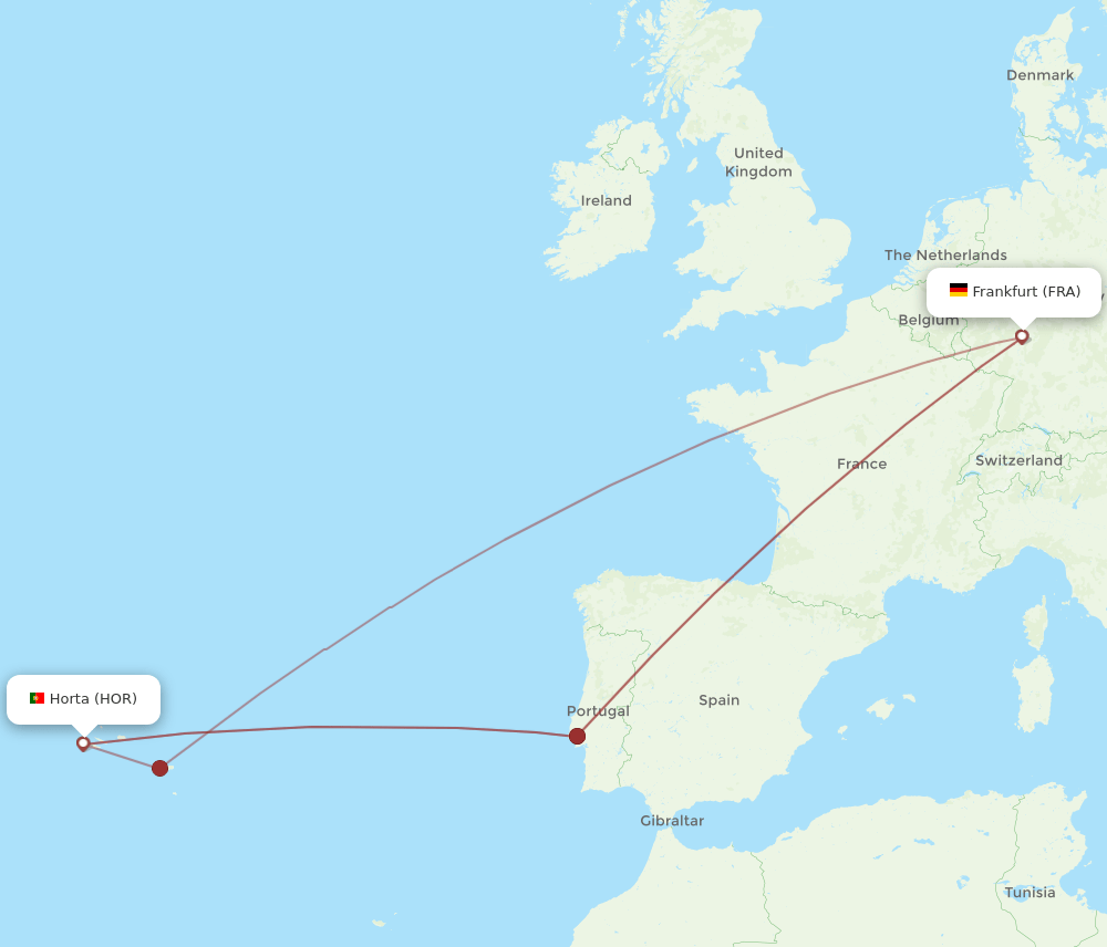 FRA to HOR flights and routes map