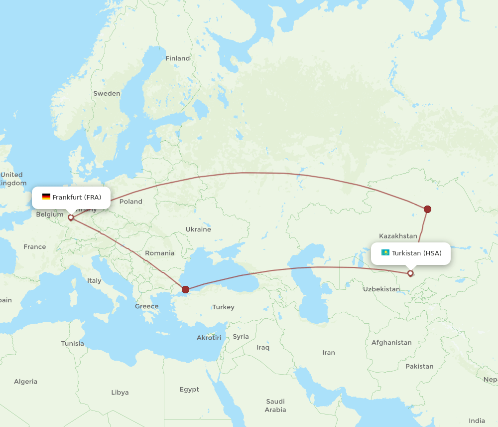 FRA-HSA flight routes