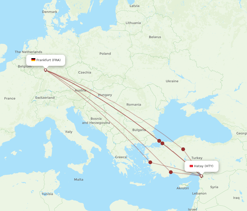FRA-HTY flight routes
