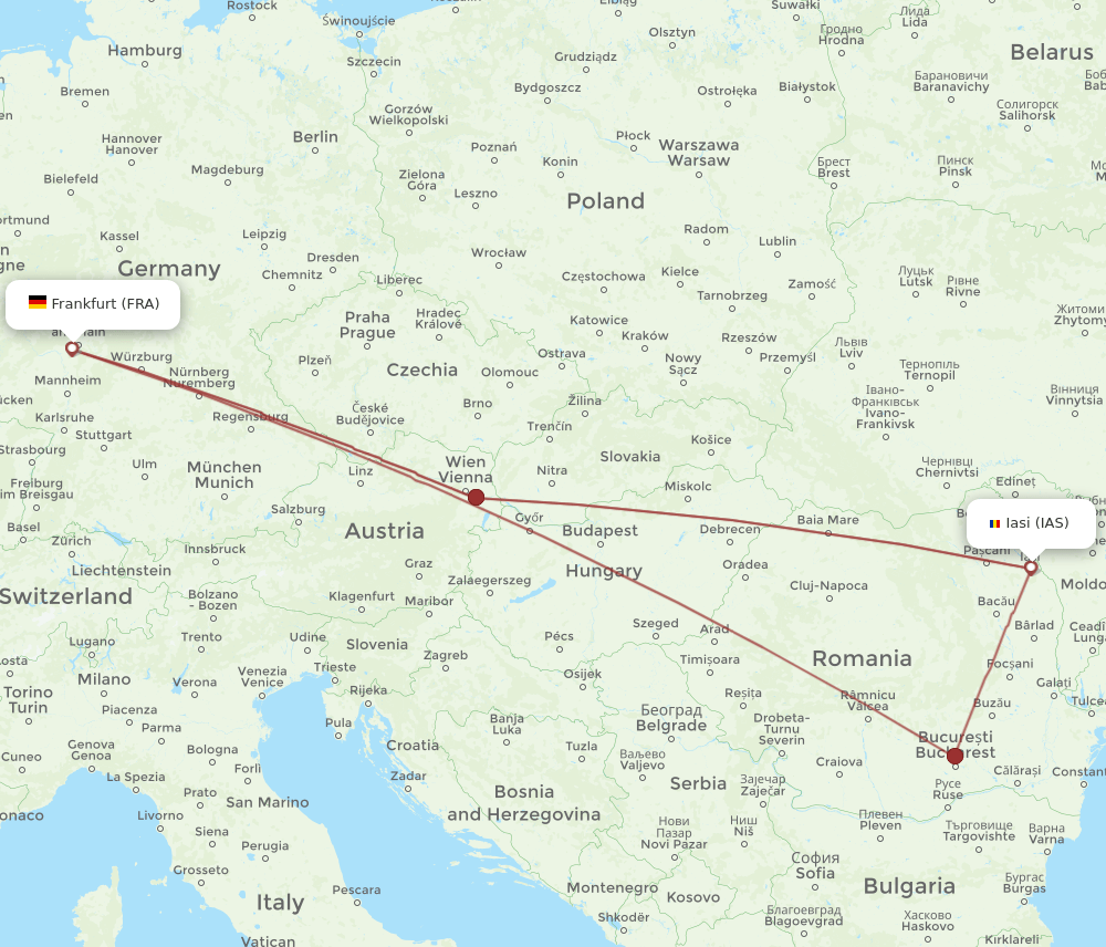 FRA-IAS flight routes