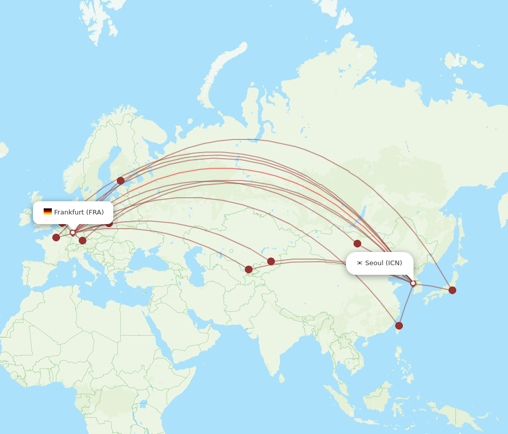 FRA-ICN flight routes