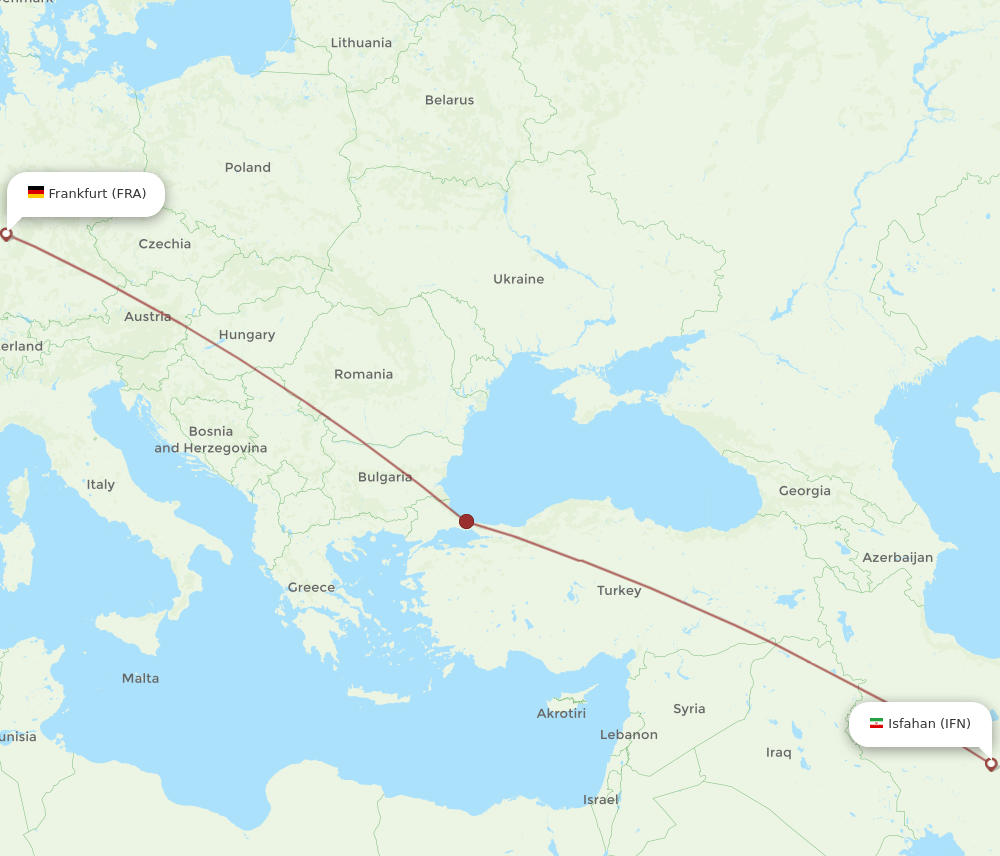 FRA-IFN flight routes