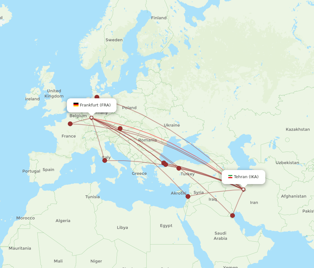 FRA-IKA flight routes