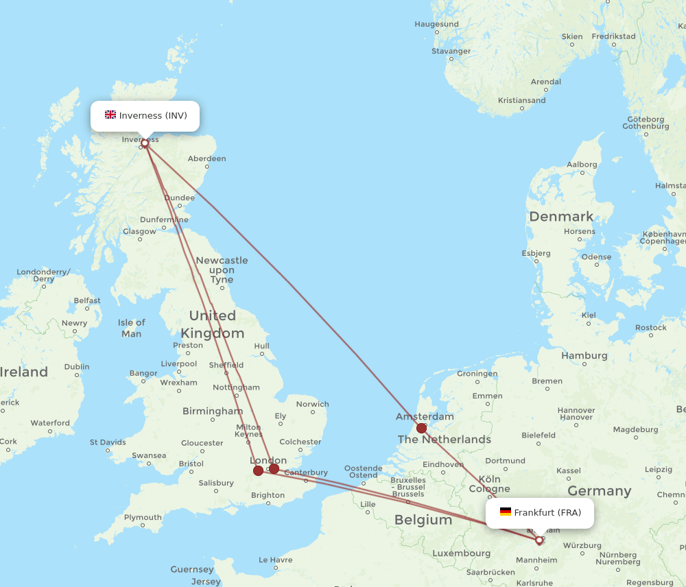 FRA-INV flight routes