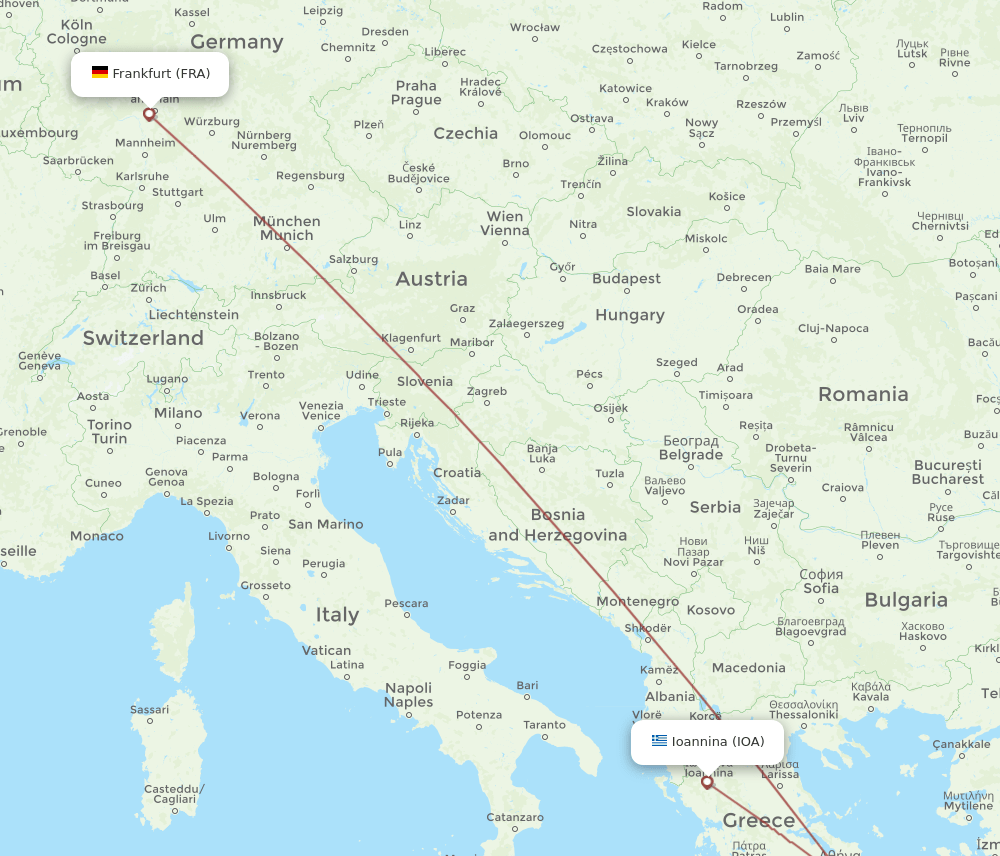 FRA-IOA flight routes