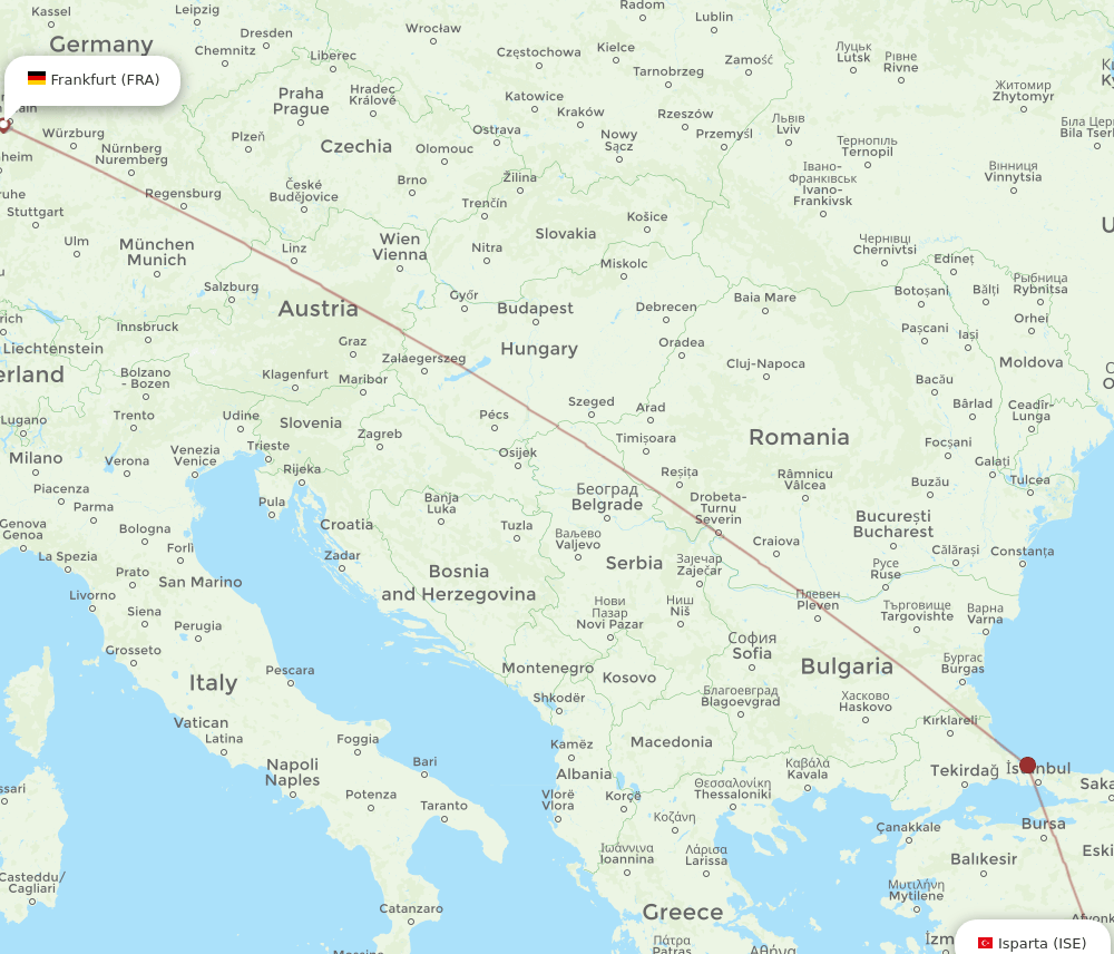FRA-ISE flight routes