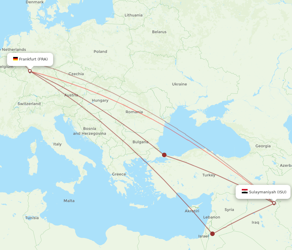 FRA-ISU flight routes