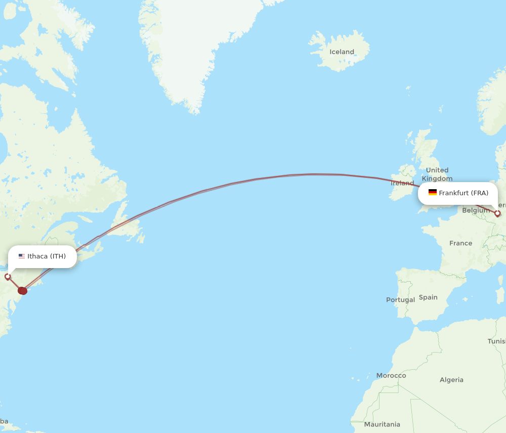 FRA-ITH flight routes
