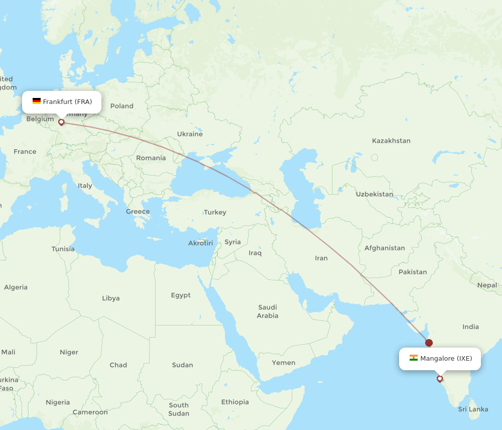 FRA-IXE flight routes