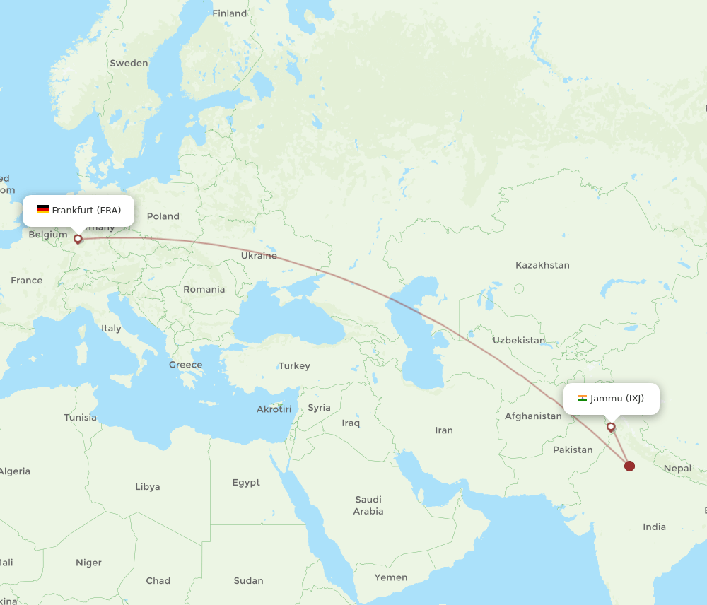 FRA to IXJ flights and routes map