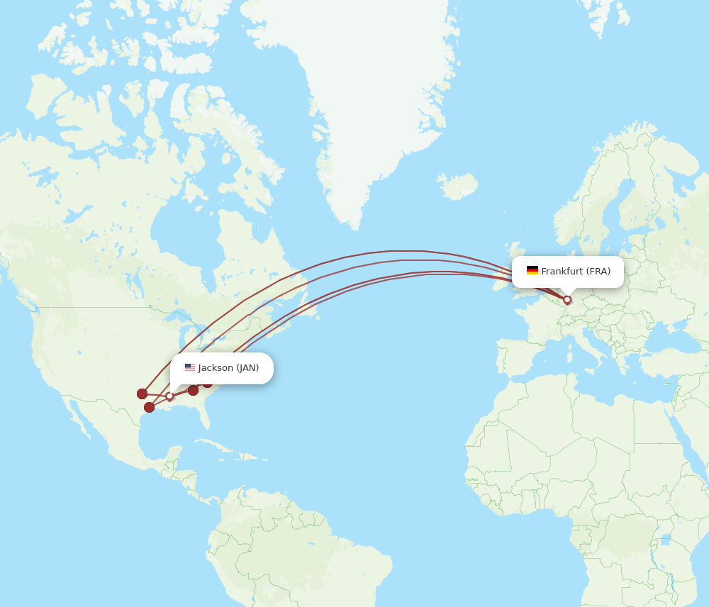 FRA-JAN flight routes