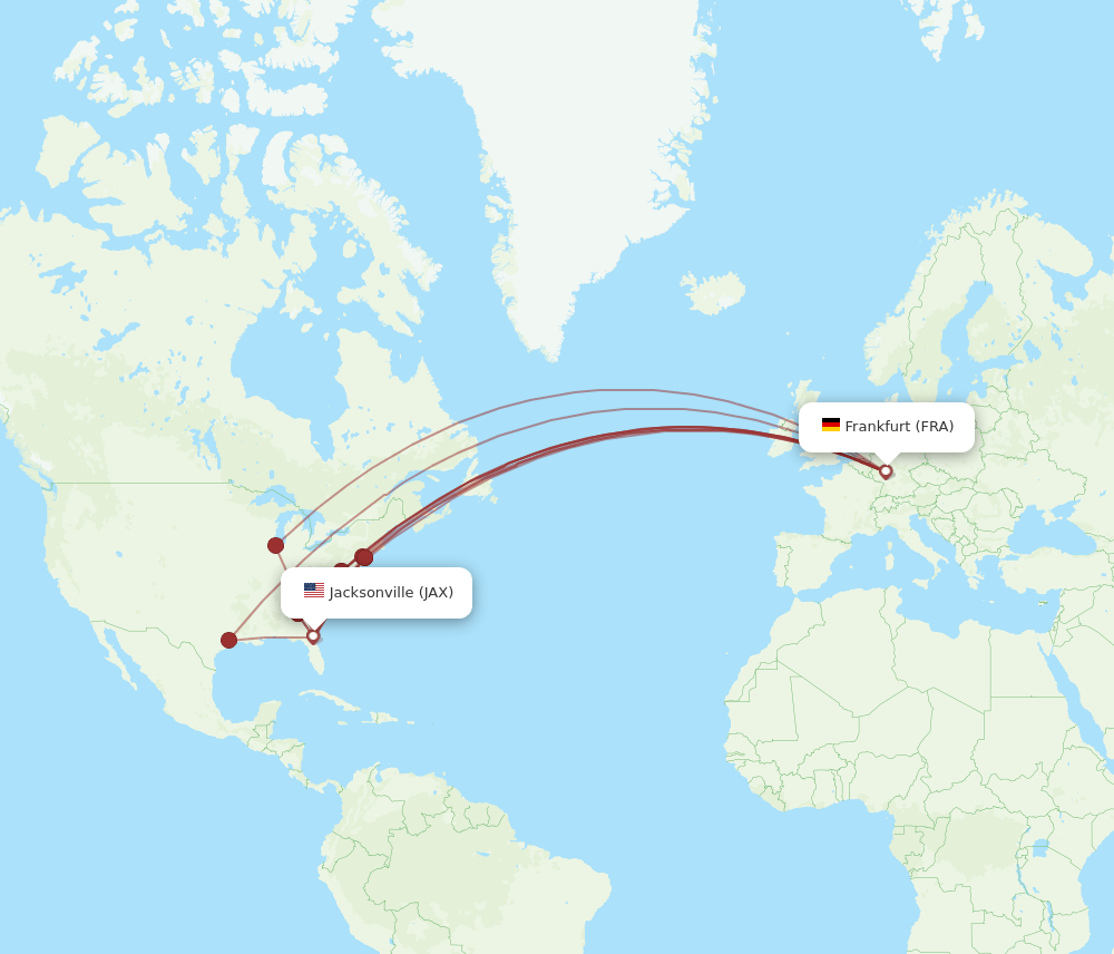 FRA-JAX flight routes