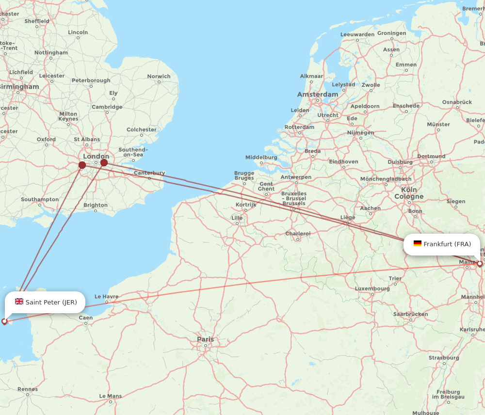 FRA-JER flight routes