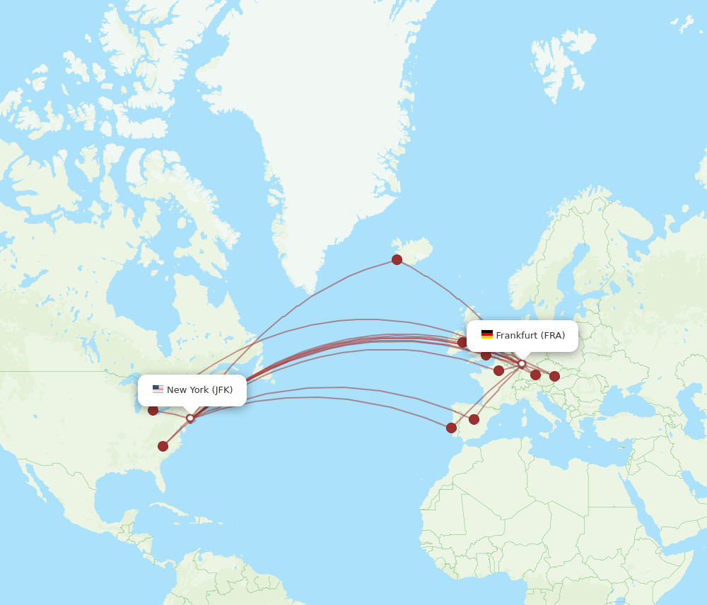 FRA-JFK flight routes