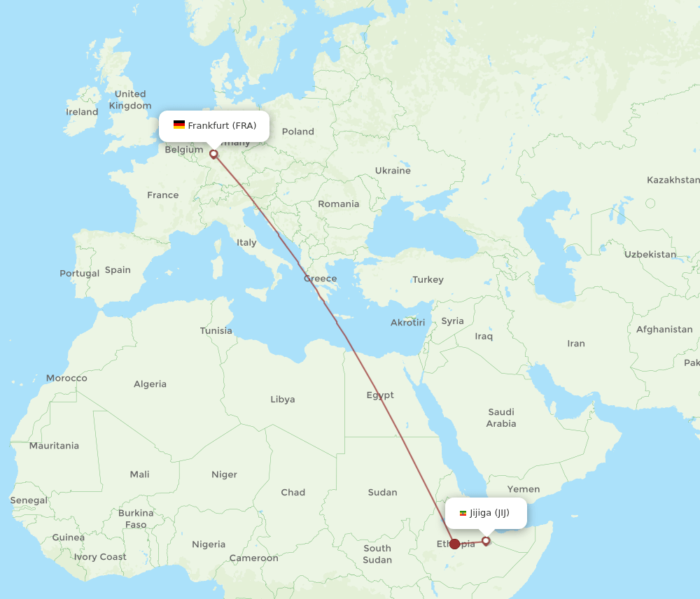FRA-JIJ flight routes