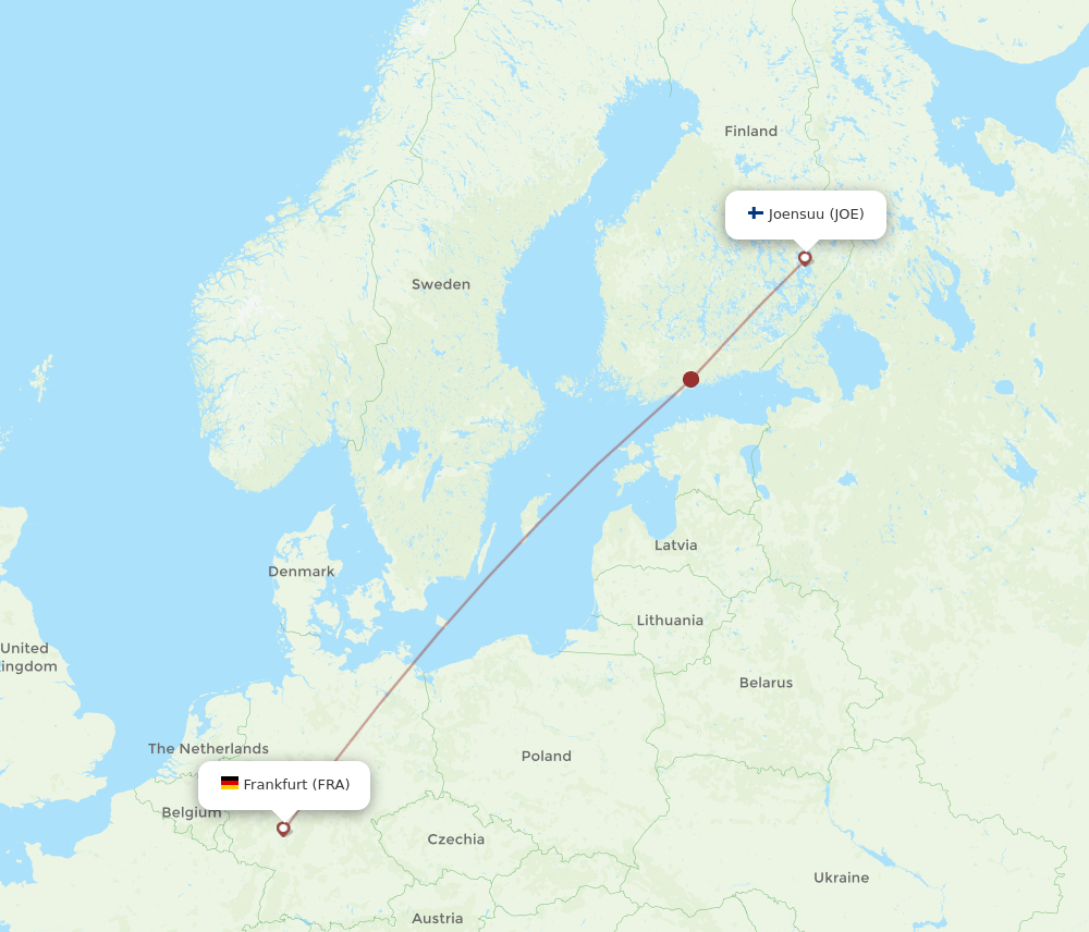 FRA-JOE flight routes