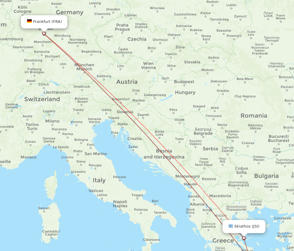 FRA-JSI flight routes