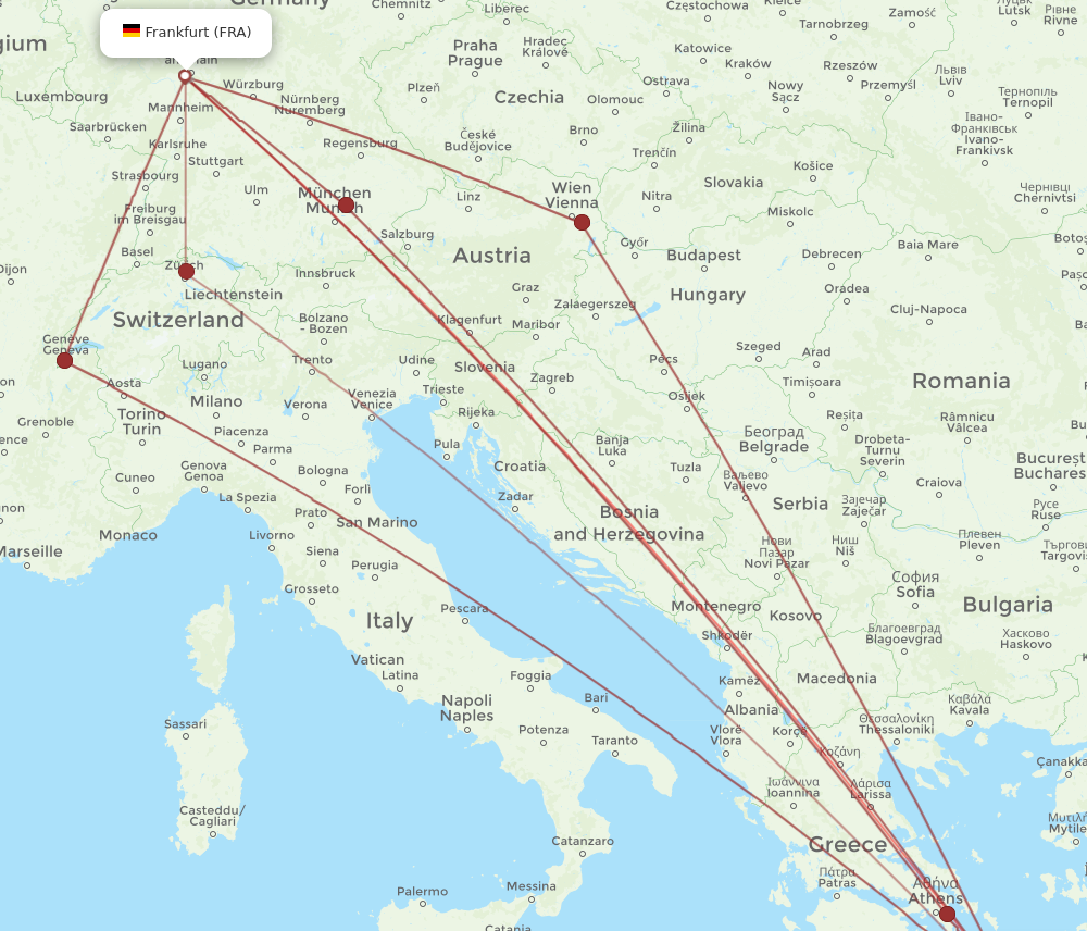 FRA to JTR flights and routes map