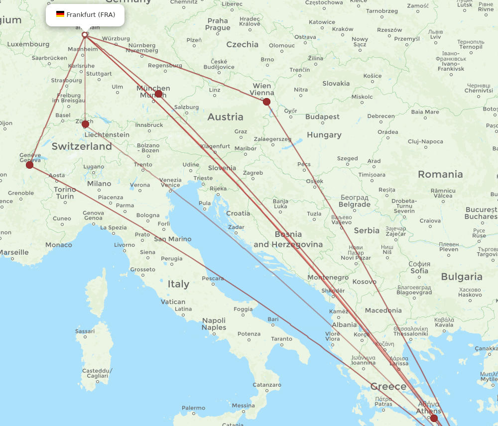 FRA-JTR flight routes